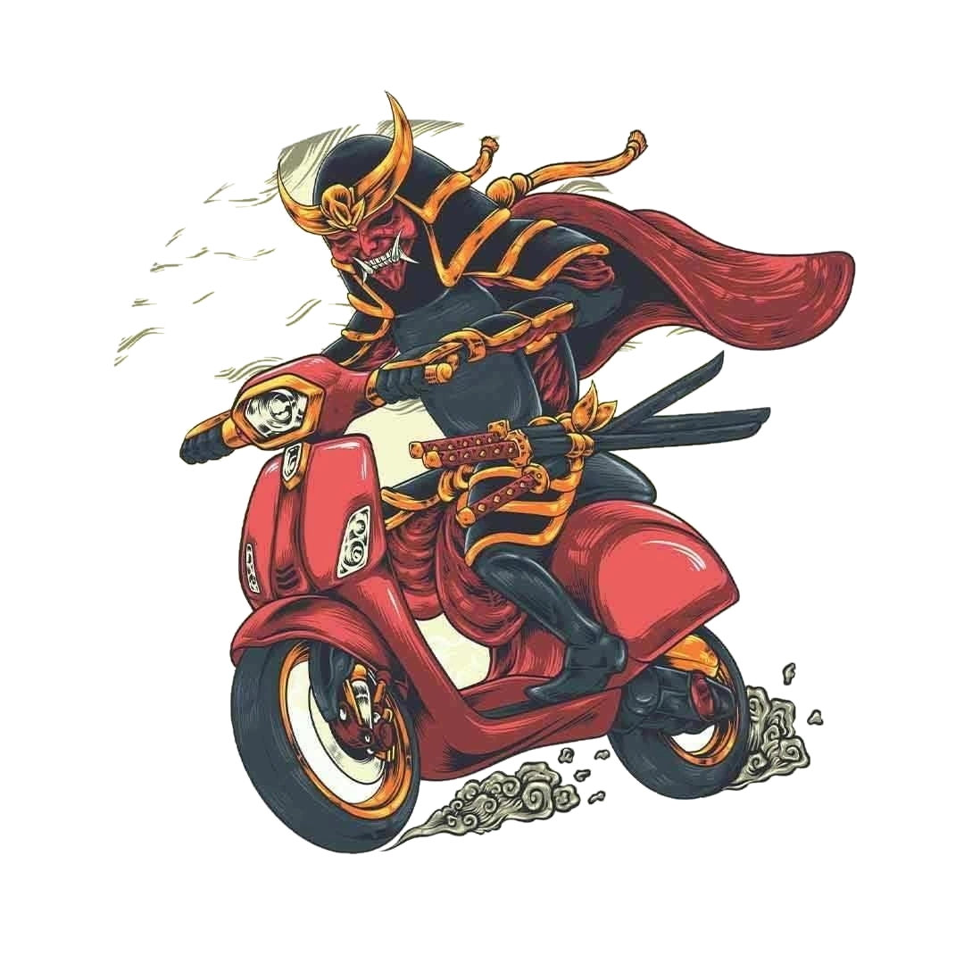 Evil Samurai on vespa Sticker